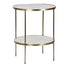 Rivoli Side Table, Antique Brass, Metal and Quartz