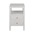 Two Drawer Side Table in Coated Matte White Linen